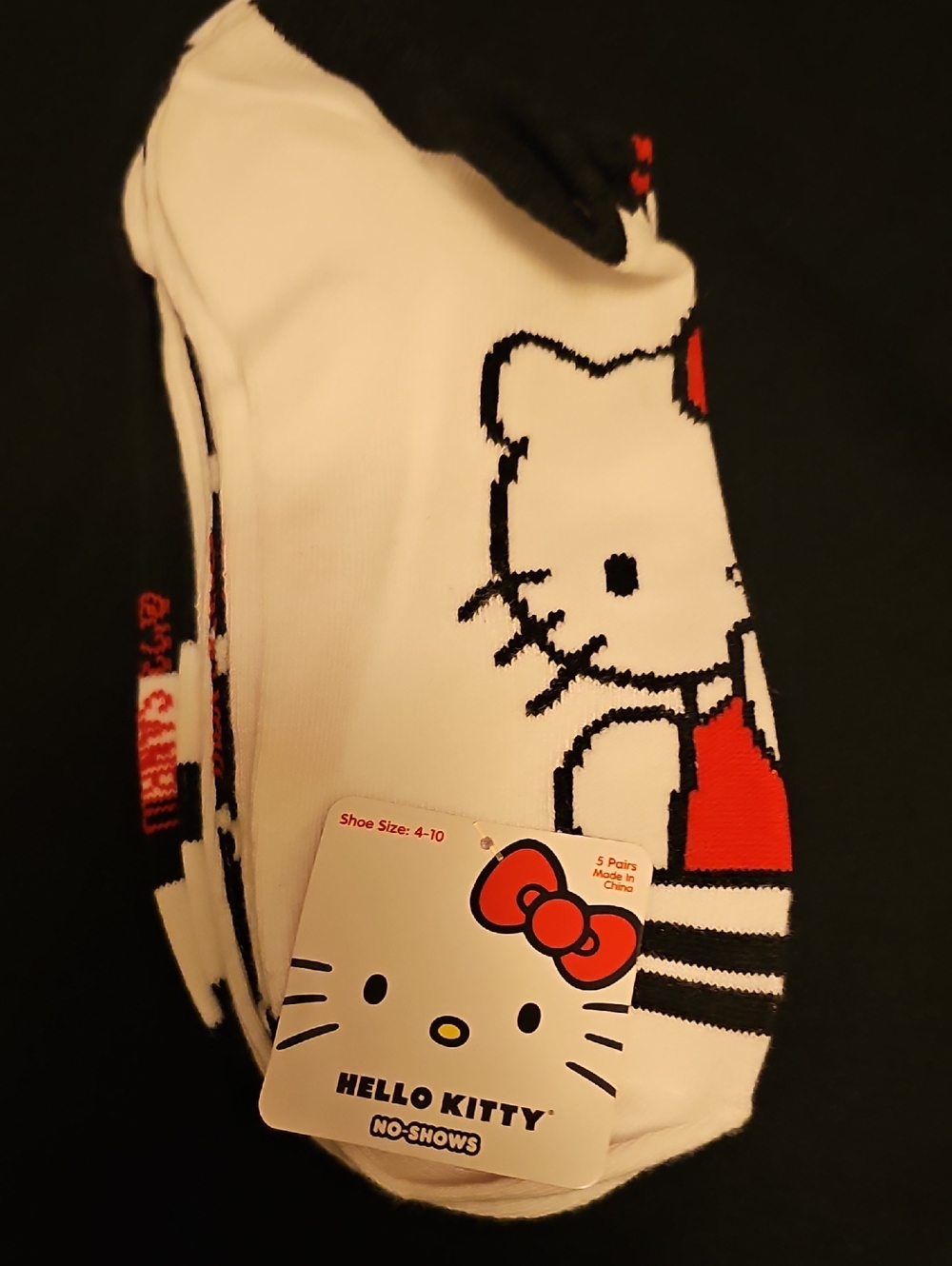 Hello Kitty White & Red No-Show Socks - Playful Bow Accent